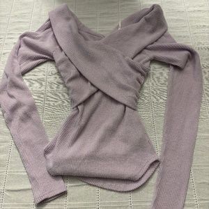 Free People lavender off the shoulder sweater